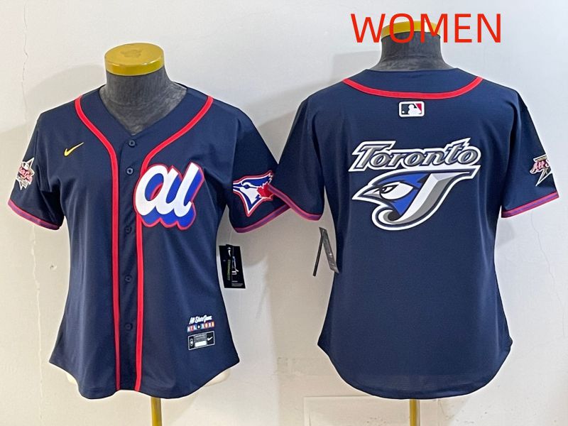 Women 2025 Toronto Blue Jays Blank Drak Blue All star Nike MLB Jersey style 04->women mlb jersey->Women Jersey